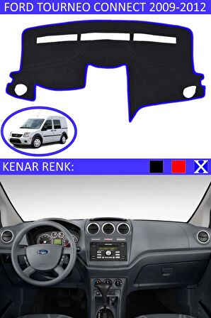 Ford Transit 2007-2012 İçin Uygun Torpido Koruma Halısı Siyah Kenar Renk Mavi