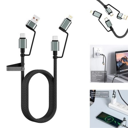 Hediyelik 4’ü 1 Arada 100w Akıllı Tasarım Yüksek Dayanıklılık Çoklu Uyumlu Örgülü Hızlı Şarj Kablosu