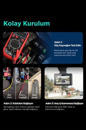 Hediyelik Park Modu Kablosu Type-c Akü Sigorta Bağlantı Kablosu Araç İçi Kamera Tüm Kameralara Uyumlu