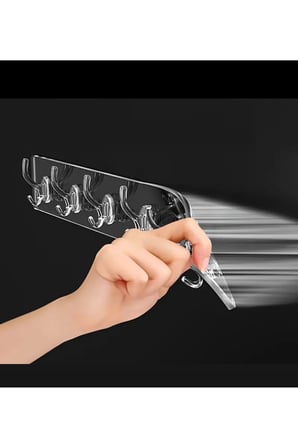 Hediyelik 5'li Kendinden Yapışkanlı Güçlü Şeffaf Askılık - Kapı Arkası Mutfak Duvar Banyo Askı