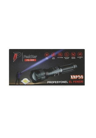 Hediyelik Ps-1600 Süper Parlak Led Zoomlu 5 Mod Su Geçirmez Profesyonel Kamp Bekçi Avcı Feneri