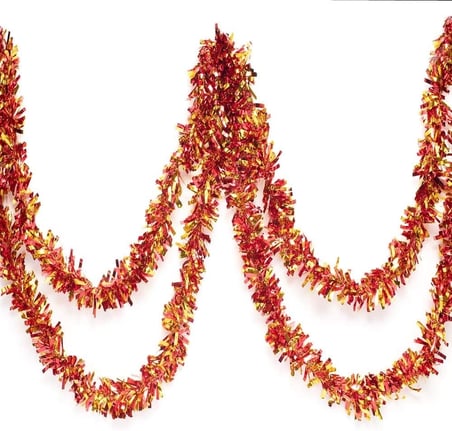 Hediyelik Kırmızı Altın Renk 4 Cm Genişlik Garland Çift Renk Sim Süs 180 Cm