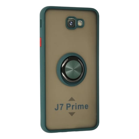 Hediyelik Samsung Galaxy J7 Prime Kılıf Montreal Yüzüklü Silikon Kapak - Yeşil