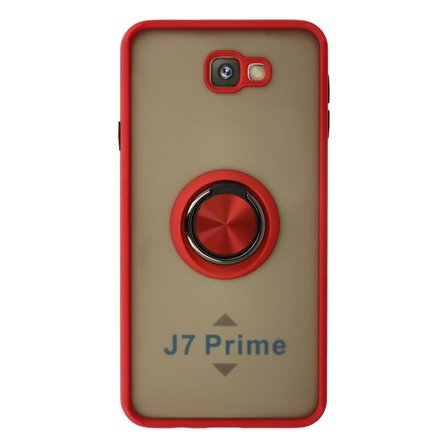 Hediyelik Samsung Galaxy J7 Prime Kılıf Montreal Yüzüklü Silikon Kapak - Kırmızı