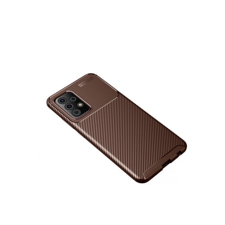 Hediyelik Samsung Galaxy A72 Kılıf Auto Focus Karbon Kapak - Kahverengi