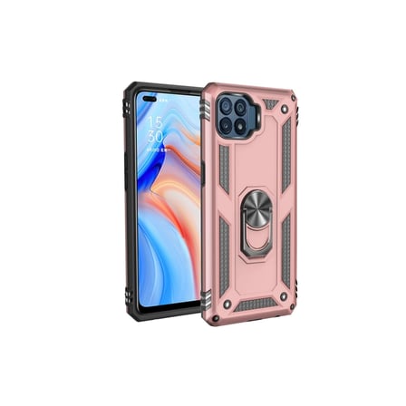 Hediyelik Oppo Reno 4 Lite Kılıf Sofya Yüzüklü Silikon Kapak - Rose