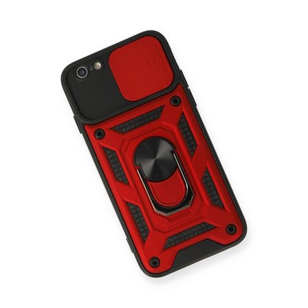 Hediyelik Apple İphone 6 Kılıf Pars Lens Yüzüklü Silikon - Kırmızı
