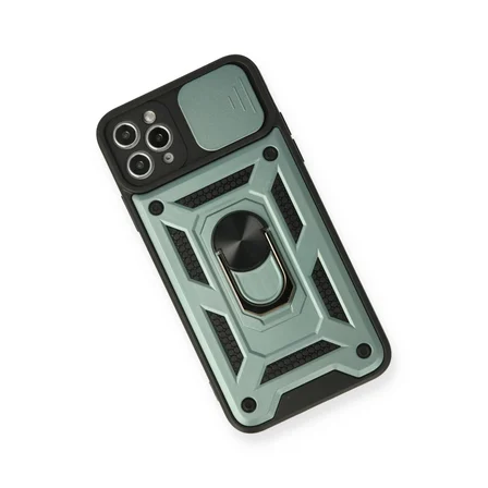 Hediyelik Apple İphone 11 Pro Kılıf Pars Lens Yüzüklü Silikon - Yeşil