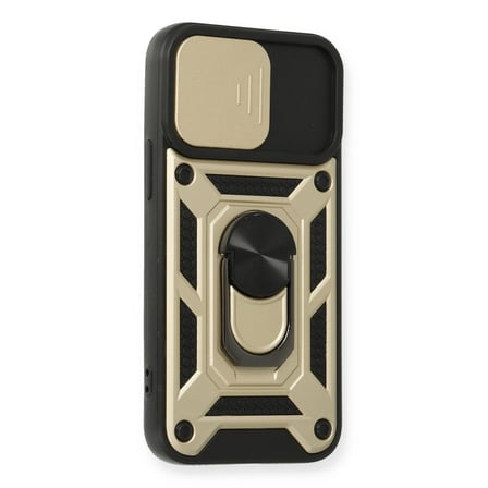 Hediyelik Apple İphone 12 Mini Kılıf Pars Lens Yüzüklü Silikon - Gold