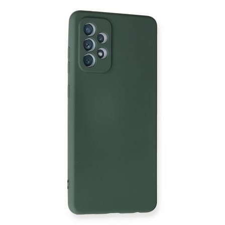 Hediyelik Samsung Galaxy A72 Kılıf Nano İçi Kadife Silikon - Koyu Yeşil