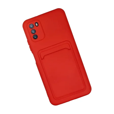 Hediyelik Xiaomi Pocophone M3 Kılıf Kelvin Kartvizitli Silikon - Kırmızı