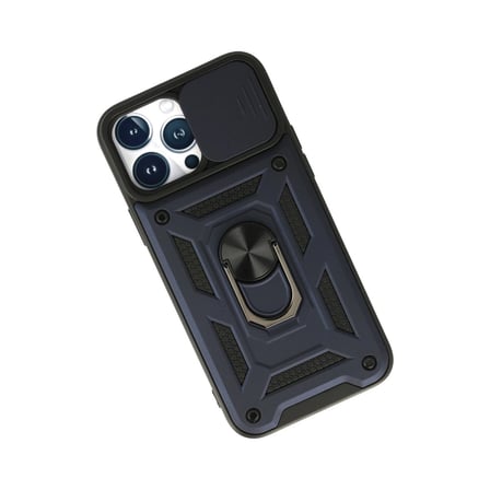 Hediyelik Apple İphone 13 Pro Kılıf Pars Lens Yüzüklü Silikon - Lacivert