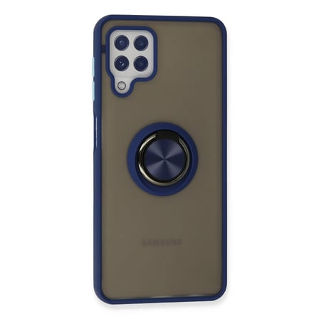 Hediyelik Samsung Galaxy A22 Kılıf Montreal Yüzüklü Silikon Kapak - Lacivert