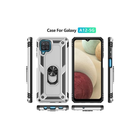Hediyelik Samsung Galaxy A22 Kılıf Sofya Yüzüklü Silikon Kapak - Gümüş