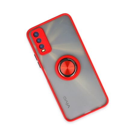 Hediyelik Vivo Y11s Kılıf Montreal Yüzüklü Silikon Kapak - Kırmızı