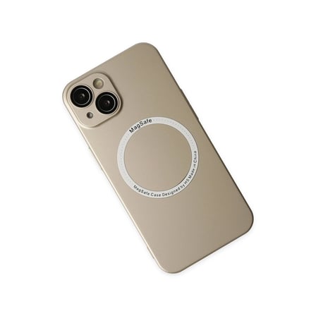 Hediyelik Apple İphone 14 Plus Kılıf Jack Magneticsafe Lens Silikon - Gold