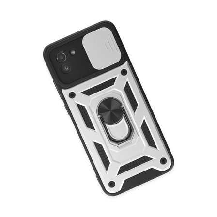 Hediyelik Samsung Galaxy A03 Kılıf Pars Lens Yüzüklü Silikon - Gümüş