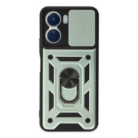 Hediyelik Vivo Y16 Kılıf Pars Lens Yüzüklü Silikon - Yeşil