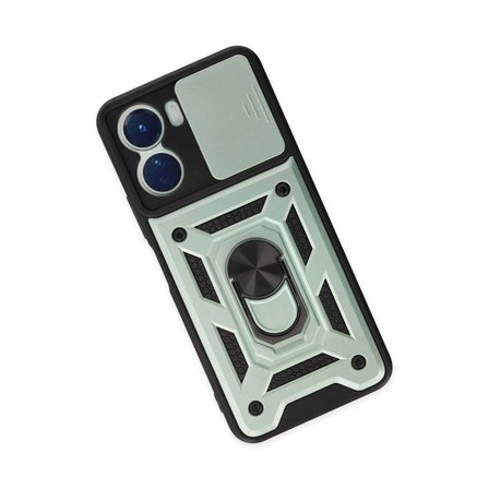 Hediyelik Vivo Y16 Kılıf Pars Lens Yüzüklü Silikon - Yeşil