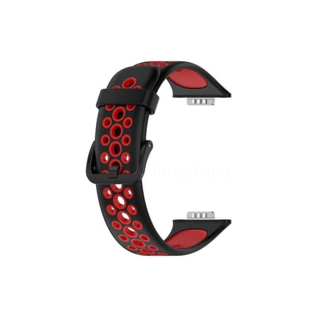Hediyelik Huawei Watch Fit 2 Spor Delikli Kordon - Siyah-kırmızı