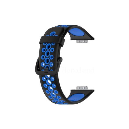 Hediyelik Huawei Watch Fit 2 Spor Delikli Kordon - Siyah-mavi