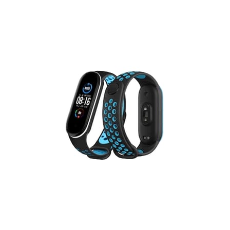 Hediyelik Xiaomi Mi Band 6 Spor Delikli Kordon - Siyah-mavi-beyaz