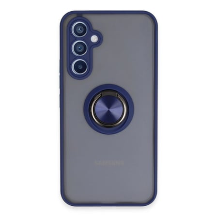 Hediyelik Samsung Galaxy A34 5g Kılıf Montreal Yüzüklü Silikon Kapak - Lacivert