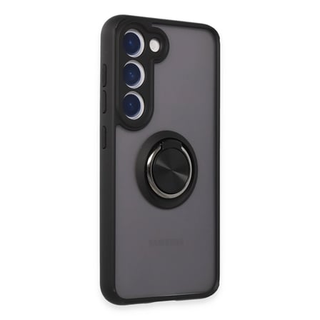 Hediyelik Samsung Galaxy S23 Kılıf Montreal Yüzüklü Silikon Kapak - Siyah