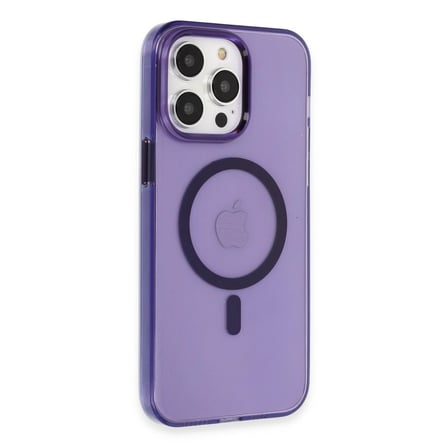 Hediyelik Apple İphone 14 Pro Kılıf Tron Şeffaf Magsafe Kapak - Derin Mor