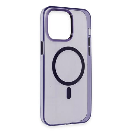 Hediyelik Apple İphone 14 Pro Kılıf Tron Şeffaf Magsafe Kapak - Derin Mor