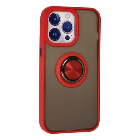 Hediyelik Apple İphone 15 Pro Kılıf Montreal Yüzüklü Silikon Kapak - Kırmızı