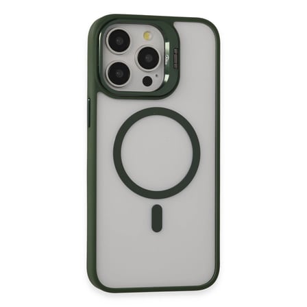 Hediyelik Joko Apple İphone 15 Pro Max Kılıf Roblox Lens Magsafe Standlı Kapak - Koyu Yeşil