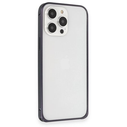 Hediyelik Joko Apple İphone 15 Pro Max Kılıf Metal Bumper Magneticsafe Kapak - Lacivert