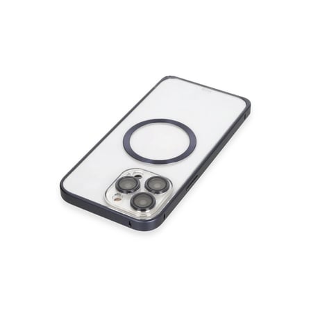 Hediyelik Joko Apple İphone 15 Pro Max Kılıf Metal Bumper Magneticsafe Kapak - Lacivert