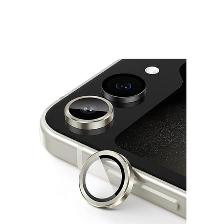 Hediyelik Samsung Galaxy Z Flip 5 Valdez Metal Kamera Lens - Krem