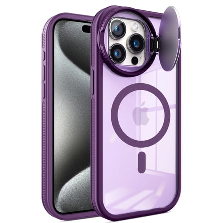 Hediyelik Apple İphone 15 Pro Kılıf Teleskop Lens Magsafe Silikon Kapak - Derin Mor