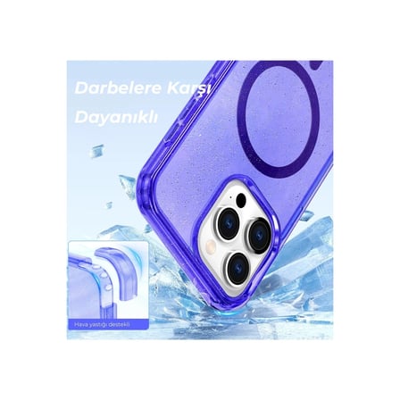 Hediyelik Apple İphone 15 Pro Kılıf  Magsafe Kapak - Mor