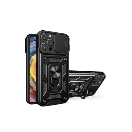 Hediyelik Apple İphone 16 Pro Max Kılıf Pars Lens Yüzüklü Silikon - Siyah