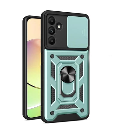 Hediyelik Samsung Galaxy M15 Kılıf Pars Lens Yüzüklü Silikon - Yeşil