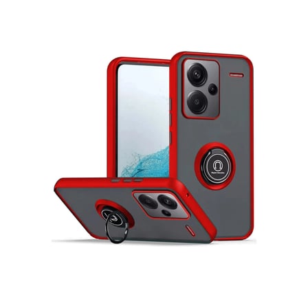 Hediyelik Xiaomi Redmi Note 13 Pro Plus Kılıf Montreal Yüzüklü Silikon Kapak - Kırmızı