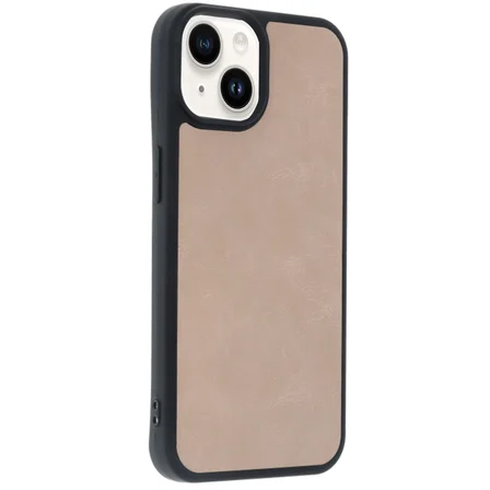 Hediyelik Apple İphone 14 Kılıf Aras Deri Kapak - Pudra