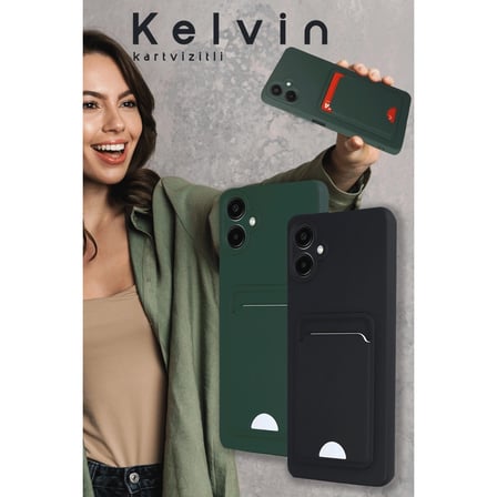 Hediyelik Samsung Galaxy A16 5g Kılıf Kelvin Kartvizitli Silikon - Açık Yeşili