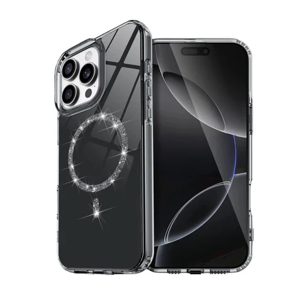 Hediyelik Apple İphone 15 Pro Max Live Diamond Magsafe Kapak - Siyah
