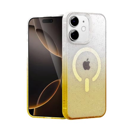 Hediyelik Apple İphone 12 Pummel Shiny Magsafe Kapak - Gold
