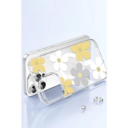 Hediyelik Joko Apple İphone 15 Pro Max Floral Magsafe Kapak - Beyaz