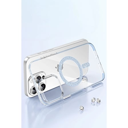 Hediyelik Joko Apple İphone 15 Pro Move Taşlı Magsafe Kapak - Lila