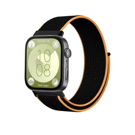 Hediyelik Huawei Fit 4 Hasırlı Cırtcırtlı Kordon (saat Değildir) - Siyah-turuncu