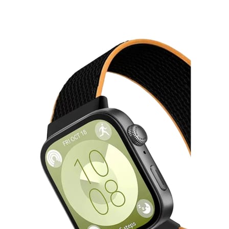 Hediyelik Huawei Fit 4 Hasırlı Cırtcırtlı Kordon (saat Değildir) - Siyah-turuncu