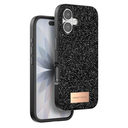 Hediyelik Onegif Apple İphone 17 Bright Simli Kapak - Siyah