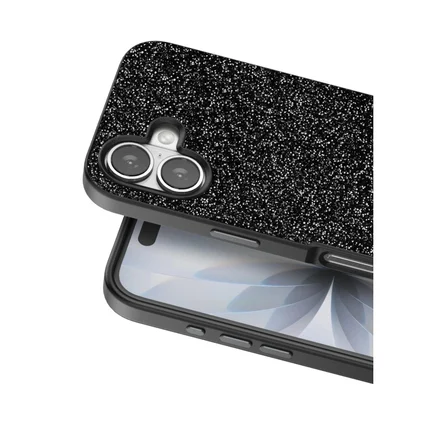 Hediyelik Onegif Apple İphone 17 Bright Simli Kapak - Siyah